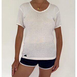 90s vintage distressed holes classic cotton short sleeved white blank tee shirt